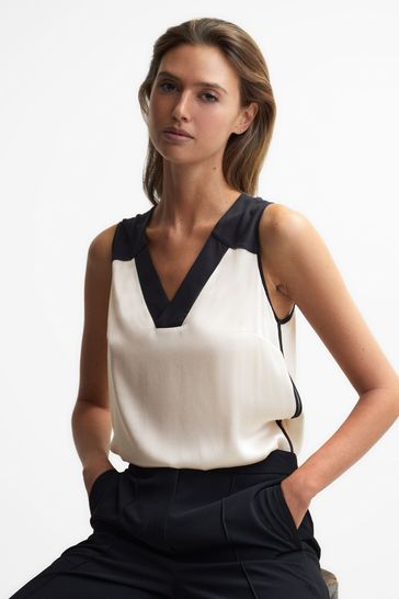 Black silk vest top uk sale