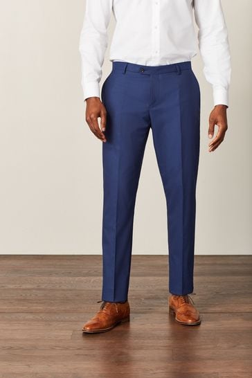 Bright Blue Slim Fit Suit: Trousers