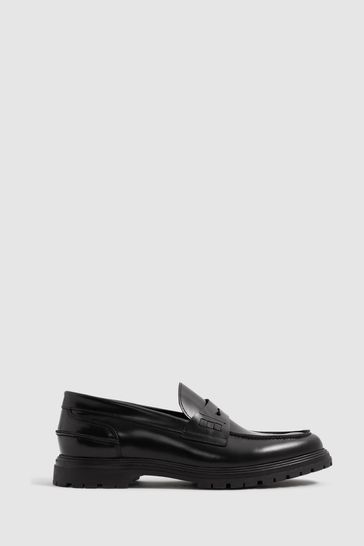 Reiss Black Cambridge Casual Leather Loafers