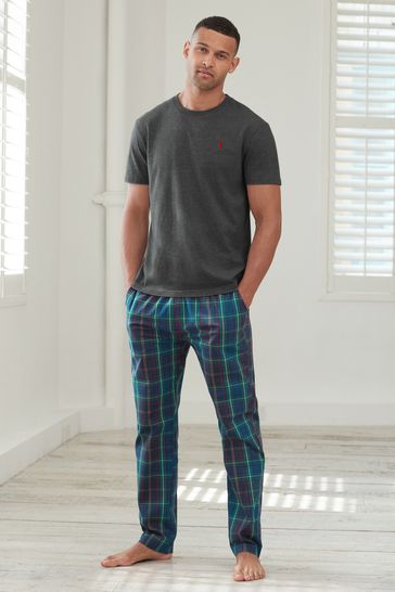 Grey/Blue Lightweight Check Pyjama Set