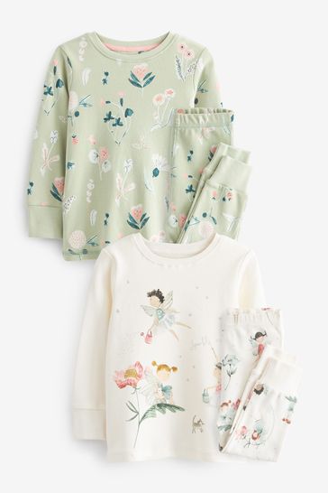 Cream/Green Fairy 2 Pack Pyjamas (9mths-8yrs)
