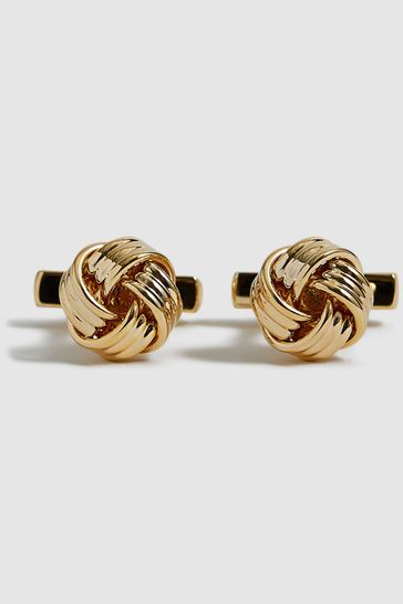 Reiss Gold Callum Knot Cufflinks