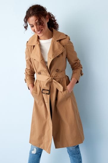 Camel Brown Belted Trench Coat