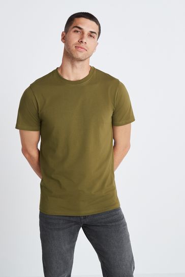 Olive Green Regular Fit Next Essential Crew Neck T-Shirt