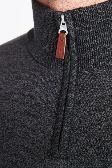 Buy Charcoal Grey Zip Neck Regular Cotton Premium Zip Neck Jumper