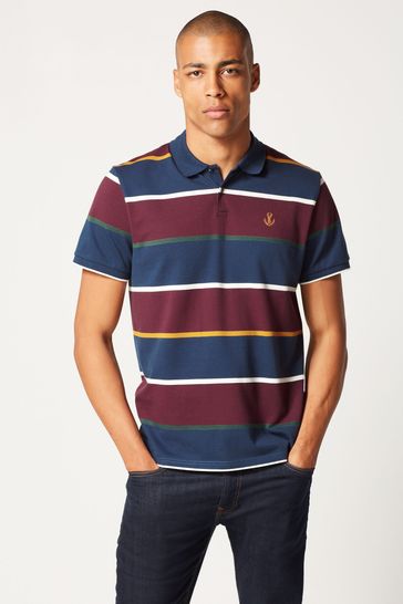 Burgundy Red Stripe Polo Shirt