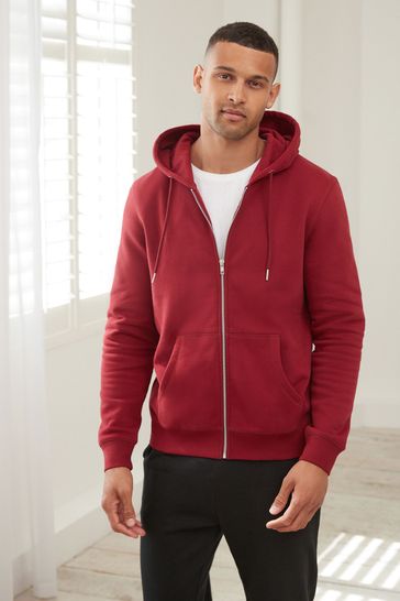 Bright red zip up hoodie online