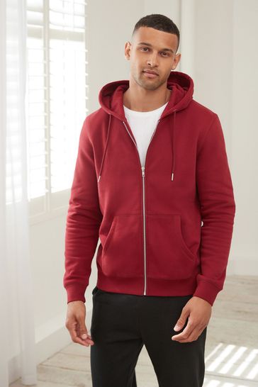 Bright Red Zip Through Next Hoodie