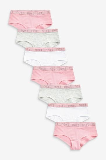 Pink/White/Grey Sparkle 7 Pack Hipster Briefs (2-16yrs)