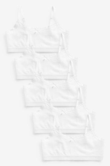 White 5 Pack White Crop Tops (5-16yrs)
