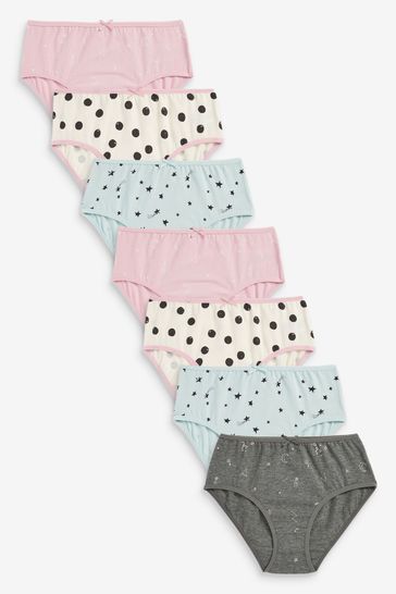 Cream/Pink/Green Scandi 7 Pack Briefs (1.5-16yrs)