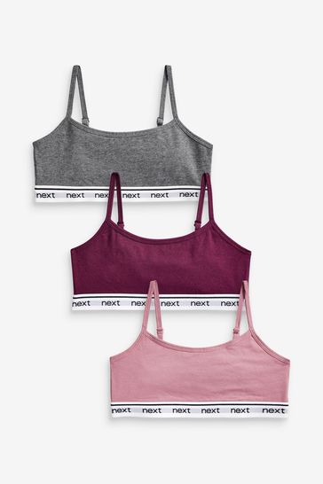 Berry Red 3 Pack Strappy Crop Tops (5-16yrs)