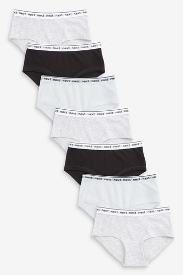 Black/White/Grey 7 Pack Hipster Briefs (2-16yrs)