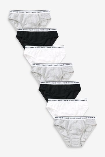 Black/Grey/White 7 Pack Bikini Briefs (2-16yrs)
