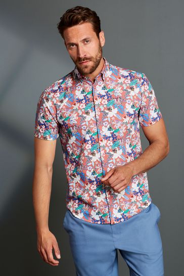 Coral pink mens shirt Outlet