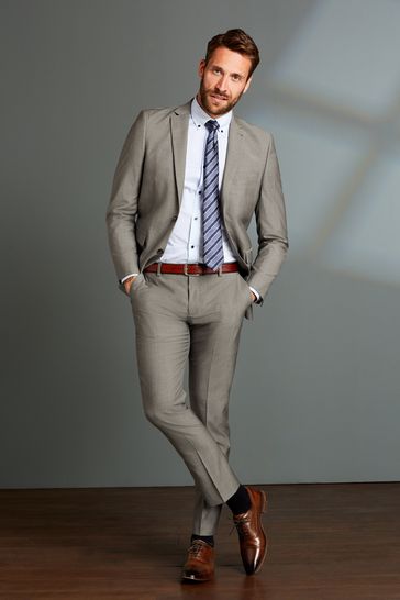 Buy Taupe Brown Signature Tollegno Wool Suit Jacket from Next