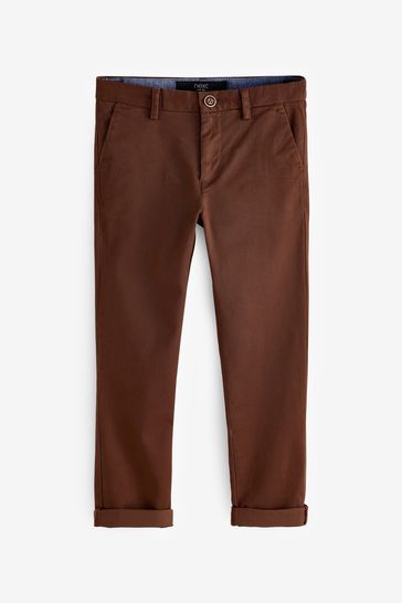 Chocolate Brown Regular Fit Next Stretch Chino Trousers (3-17yrs)