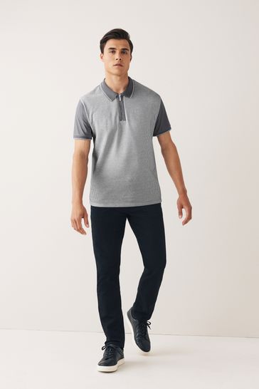 Light Grey Textured Polo Shirt