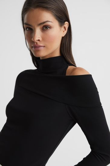 High neck best sale cut sleeves top
