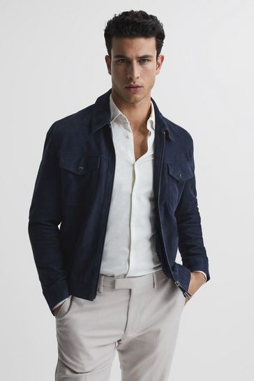 Royal blue 2025 suede jacket