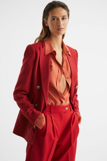 Reiss Red Lola Double Breasted Blazer