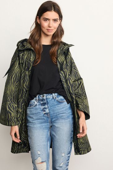 Buy Animal Print Packable Shower Resistant Poncho Cape Jacket from