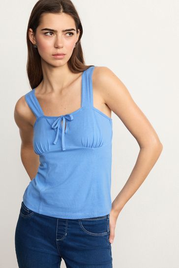 Blue sleeveless shirt on sale