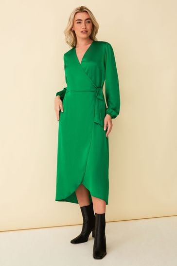 Buy F&F Green Satin Wrap Dress from the Next UK online shop