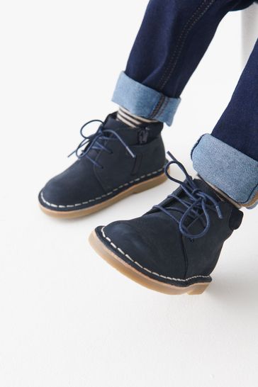 Mens navy blue leather boots sale