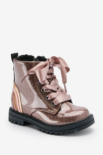 rose gold lace up boots