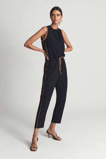 Buy Reiss Navy Camel Tayla Side Stripe Jumpsuit from Next Luxembourg