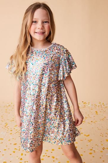 Pastel Rainbow Sequin Dress (3-16yrs)