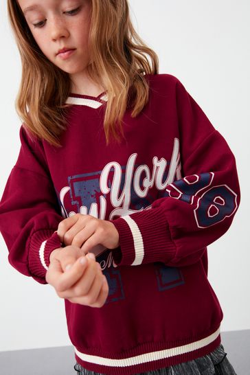 Buy Berry Red Varsity Crew Sweatshirt Top 3 16yrs from Next