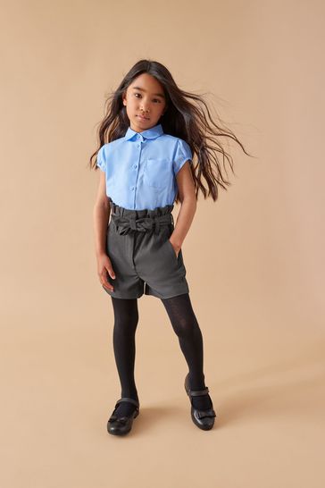 Pantalones cortos escolares grises con diseño paperbag (3-16 años)