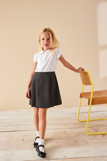 Grey 2-In-1 Short Sleeve School Pinafore Dress (3-14yrs)