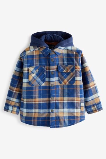 Buy Blue Check Hooded Shirt Jacket 3 16yrs from Next Luxembourg