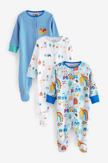 Multi Baby Sleepsuits 3 Pack (0-2yrs)