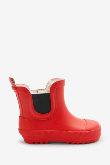 Red Warm Lined Ankle Wellies