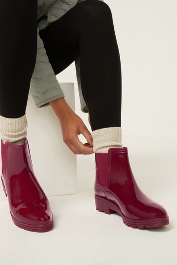 Burgundy Red Ankle Wellington Boots