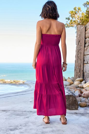 Buy Magenta Pink Satin Bandeau Maxi Dress from Next Germany