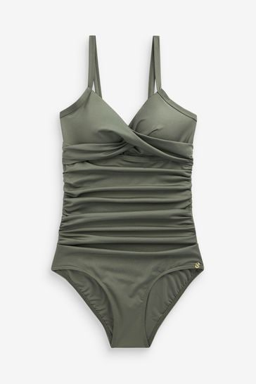 green tummy control swimsuit