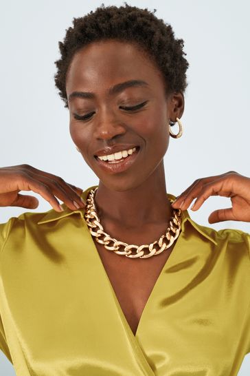 Buy Gold Tone Chunky Chain Necklace from Next Luxembourg