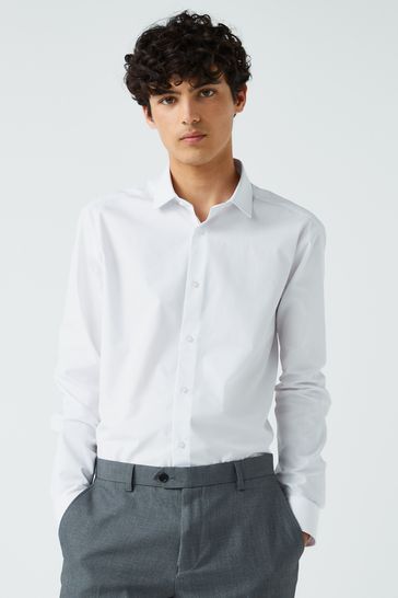 White Slim Fit Single Cuff Next Easy Care Shirt