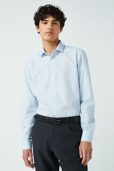 Light Blue Slim Fit Single Cuff Next Easy Care Shirt