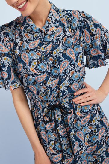 Blue paisley top print dress