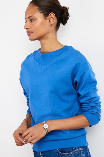 Cobalt Blue Long Sleeve Rib Detail Sweatshirt
