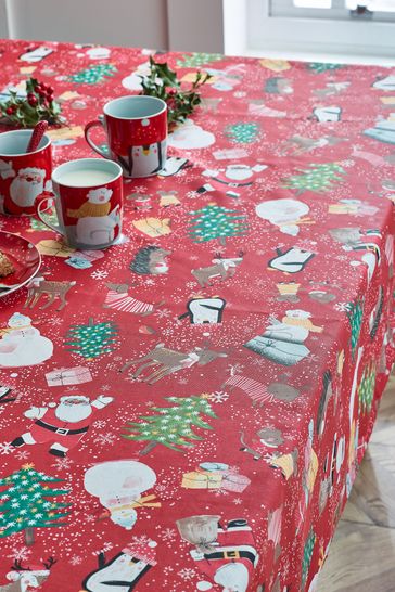 Santa And Friends Santa & Friends Table Linen Wipe Clean Table Cloth