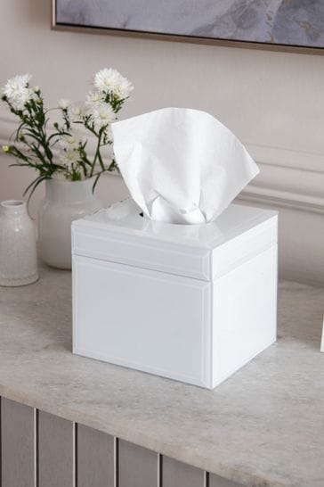 White Sloane Tissue Box Cover