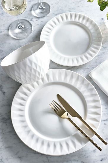 White Hatton 12 Piece Dinner Set