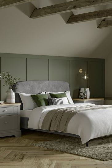 Opulent Velvet Steel Grey Matson Upholstered Bed Bed Frame